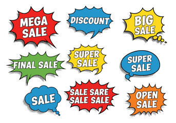 set of Comics sale labels