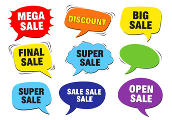Set of colorful sale labels