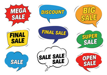 Set of colorful sale labels