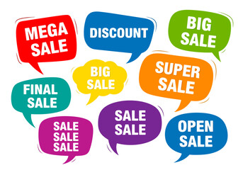 Set of sale labels. Hand drawn vector illustration labels for shopping, e-commerce, product promotion, social media stickers, marketing.