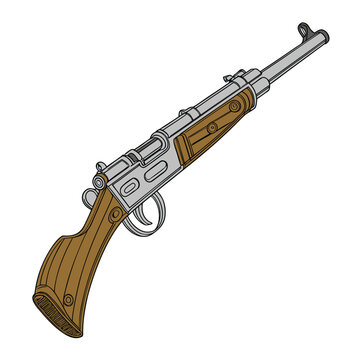 Illustration of a vintage mauser k98k rifle isolated on transparent background