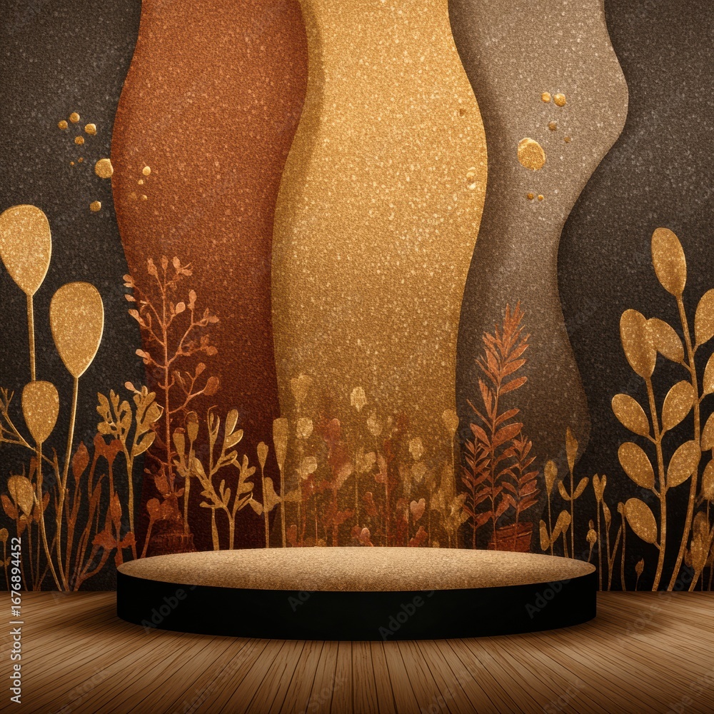 Poster elegant presentation stage for product display: an artistic 3d rendering showcases a circular podium