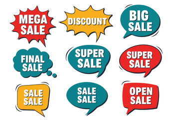 Set of Comic Speech Bubble discount labels