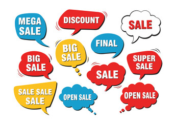 Set of sale stickers, Set of speech bubbles, Set of colorful sale labels, Set of Comics sale labels