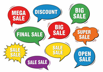 Set of sale stickers, Set of speech bubbles, Set of colorful sale labels, Set of Comics sale labels