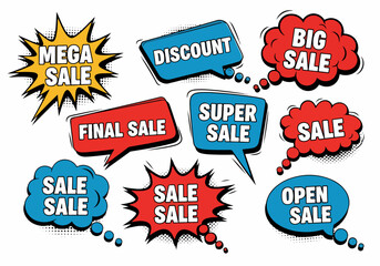 Set of colorful sale labels