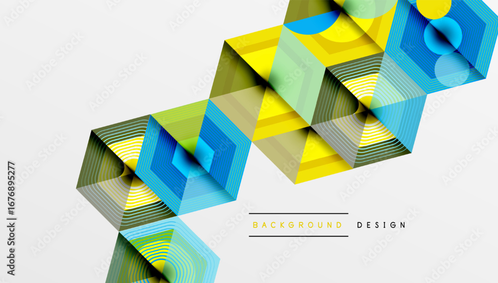 Aufkleber abstract geometric pattern. colorful cubes create dynamic visual flow. modern design elements sugges