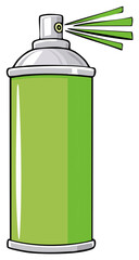 Spraying Green Aerosol Can with Nozzle and Dispersion Pattern for Applying Paint or Lacquer