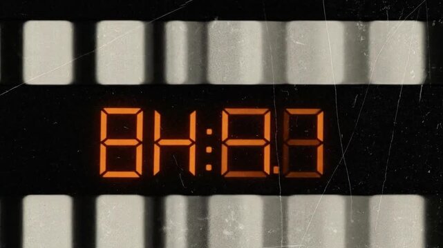 Retro Digital Clock Display on Film Reel 8H88