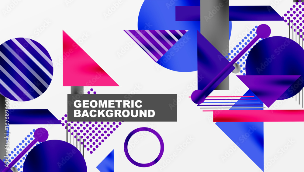 Aufkleber abstract geometric composition. vivid colors, shapes overlap creating dynamic visual effect. modern 