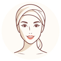 Elegant Female Portrait with Headwrap - Clean Line Art Illustration of a Woman's Face