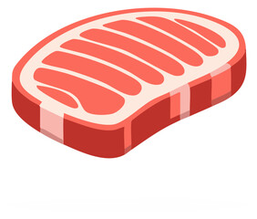Delicious raw beef steak cut isometric style for cooking food and restaurant themes