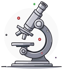 A clean cartoon illustration of a laboratory microscope a symbol for science discovery and medical research