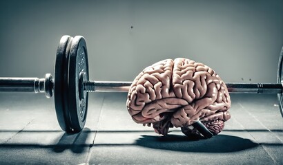 Brain lifting weights. Mental exercise