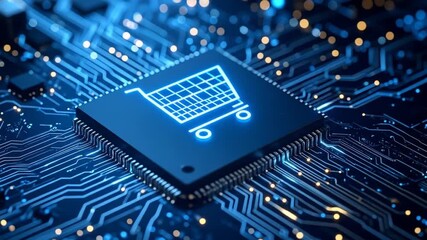 Digital Shopping Cart and Processor: Electronic Commerce and Online Purchase Concept - Powered by Adobe