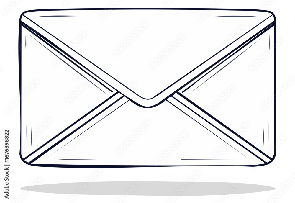 Poster clean minimalist hand drawn sketch style white envelope for mail or message communication graphic