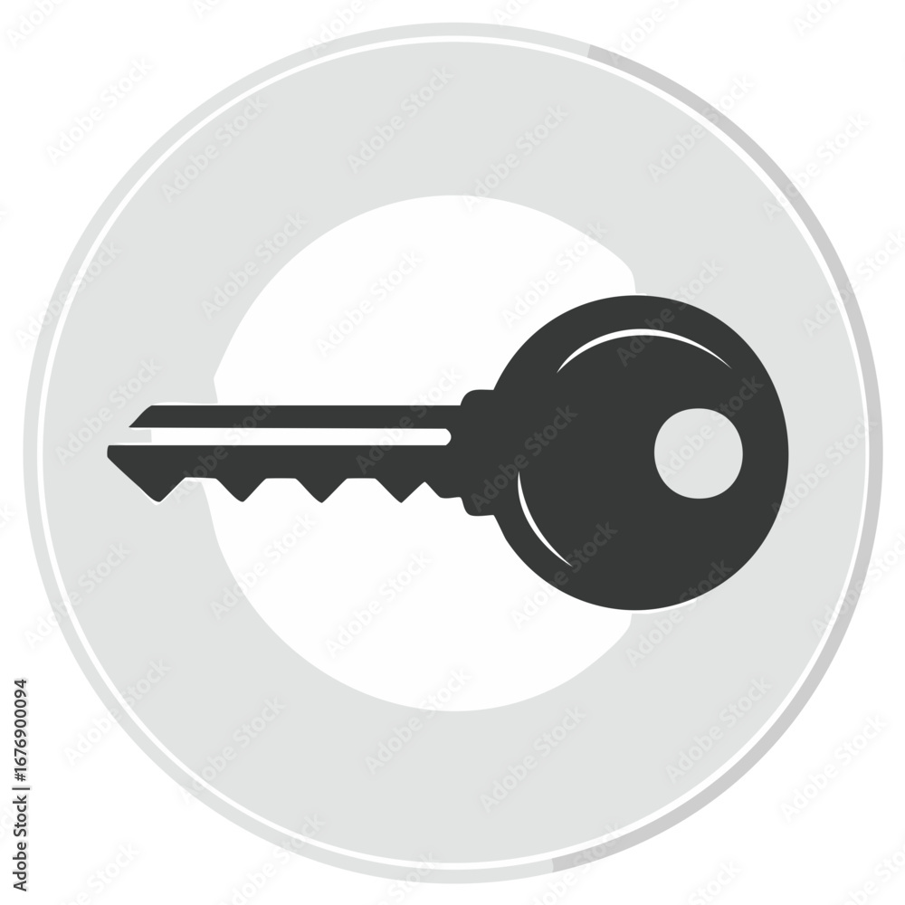 Aufkleber key icon in a circle shape, vector design. security and access symbol