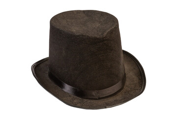 Classic old black top hat isolated on white background