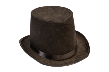 Classic old black top hat isolated on white background