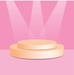 Two Tiered Podium on Pink Background with Spotlights for Product Display