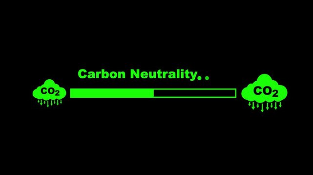 Carbon neutrality concept. increasing loading with carbon reduction for decrease CO2 or carbon neutral. Net zero greenhouse gas emissions target. Climate neutrality long term strategy.
