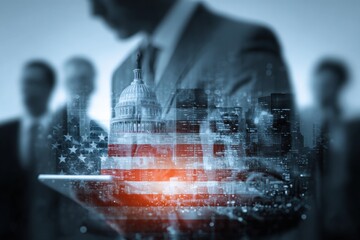 Political figures engage in high-tech stablecoin regulation discussion. Economic reform. Trump enacts stablecoin genius act, transforming digital currency landscape. Financial legislation.