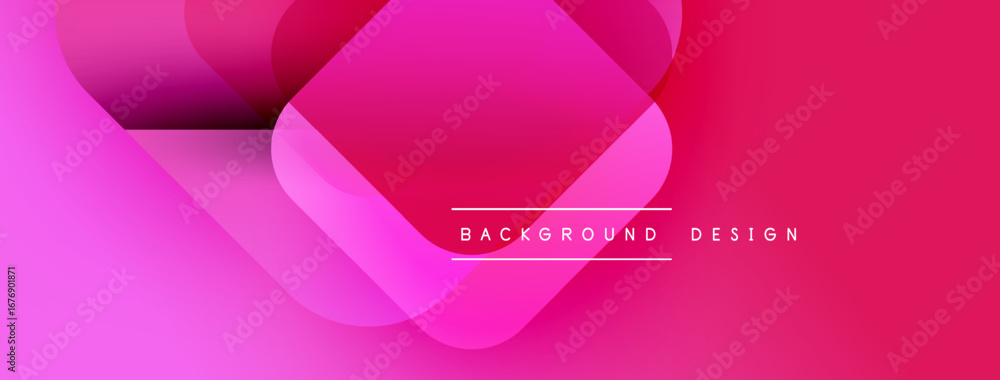 Poster abstract pink design features overlapping shapes. gradient hues create dynamic visual effect. text r