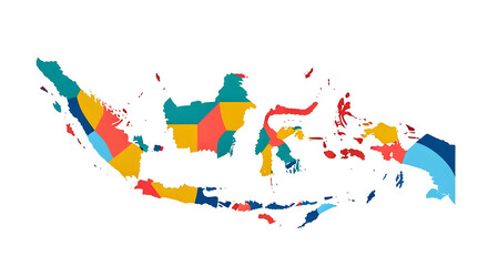 Colorful Map of Indonesia with Bright Colors and Simplified Design