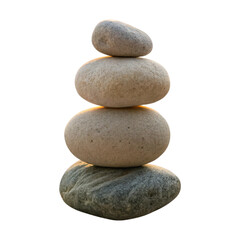Fototapeta premium Zen stone stack isolated on transparent background