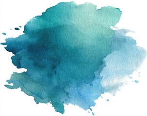 Abstract watercolor splash in teal, teal-green, and light blue tones