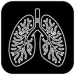 Detailed human lung anatomy outline for medical and health education