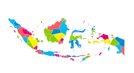 Colorful Map of Indonesia Showing Its Islands and Regions