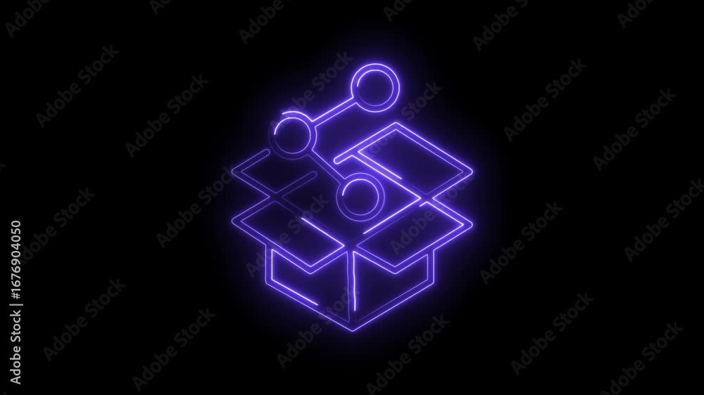 Poster digital product sharing network with glowing neon effect for technology concepts