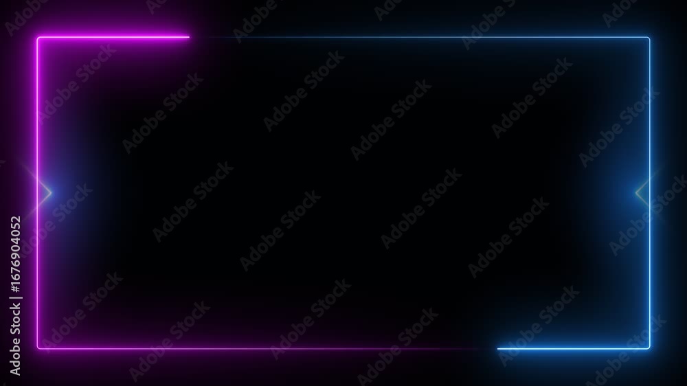 Poster Abstract neon lights background animation. Blue and pink laser animation for sci-fi futuristic concept.  Seamless loop
