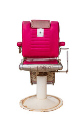 Antique barber chair on a white background