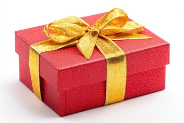 Obraz premium Red gift box with gold ribbon