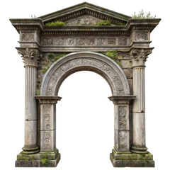 Ancient stone archway isolated on transparent background