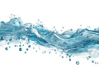 Water waves with splashes on white background