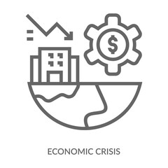 Economic Crisis Icon Line Style. Design Vector Illustration