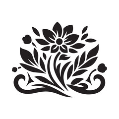 Floral design silhouette black and white vector icon