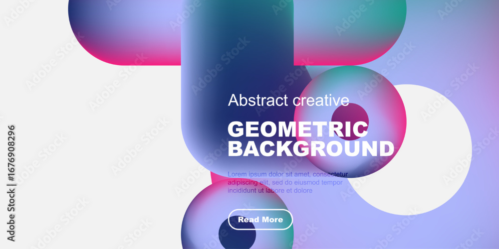 Aufkleber abstract geometric background features vibrant overlapping shapes, text, button. modern design, grad