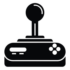 Classic Black Joystick Controller with Ball and Four Buttons Vector Illustration