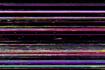 Horizontal lines of distorted, colorful static