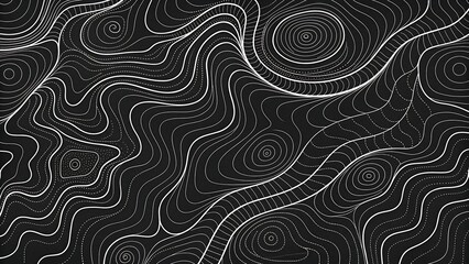 Fototapeta premium Abstract Topographic Map Lines in Black and White Creates Unique Designs and Visual Depth for Modern Backgrounds