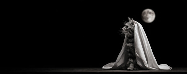 Halloween magic festival enchanted dessert cat in a mystical moonlit setting