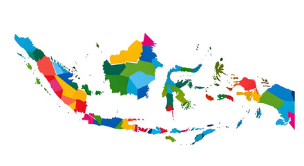 Colorful Geometric Map of Asia with Different Countries in Bright Colors