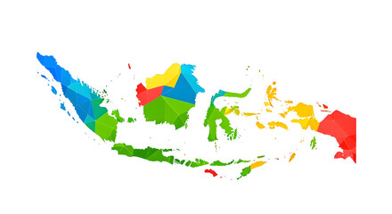 Colorful Geometric Map of Indonesia with Vibrant Triangular Design