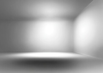 Empty, light-filled, grayscale room interior