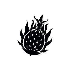 A striking black and white dragon fruit design with sharp leaves silhouette Vector 