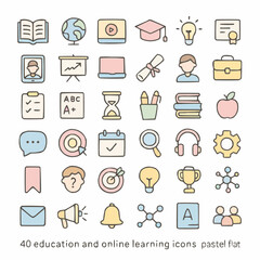 Modern collection of 40 education and online learning icons